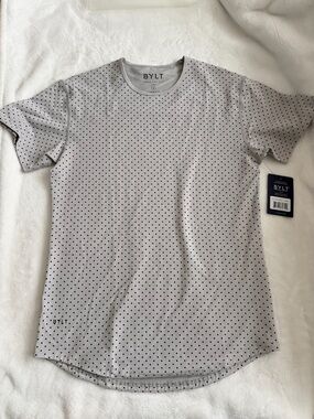 BYLT Men’s LUX Premium Basics Light Gray Polka Dot Crew Neck T-Shirt